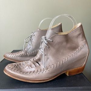 Anthropologie Latigo | Astro Boho Victorian Woven Leather Ankle Booties